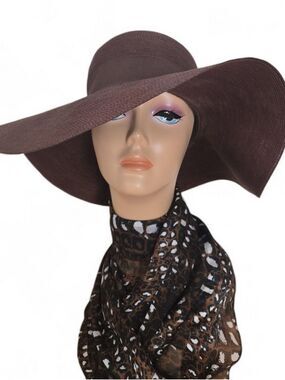 Vintage 50s 60s Abraham & Strauss Italian Floppy Hat Brown 4.5" Wide Brim